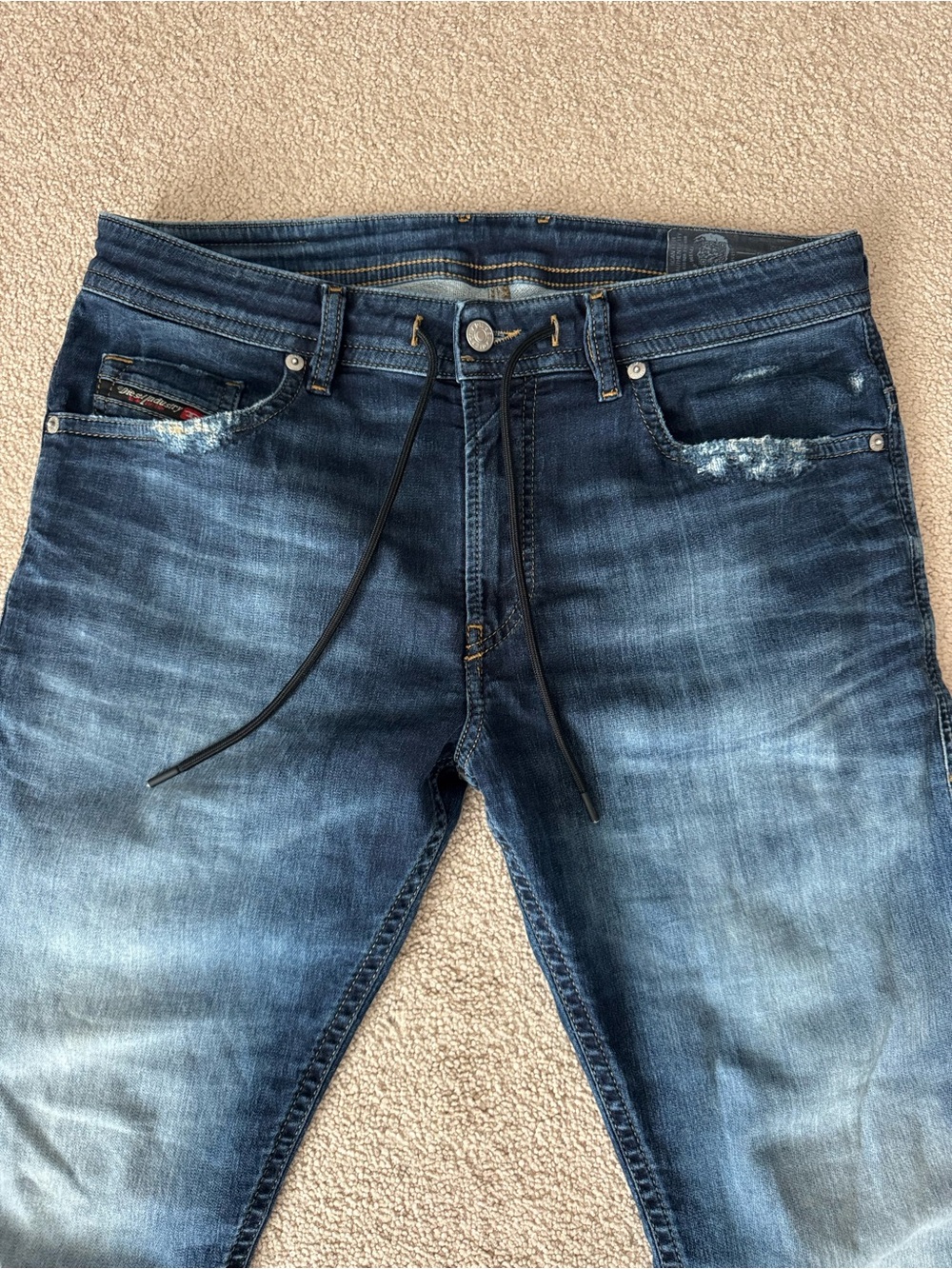 Diesel Thommer Men's Faded Blue Slim Straight Jeans